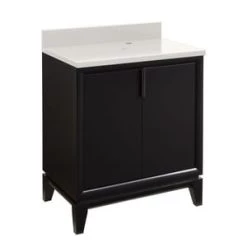 Promo ❤️ Signature Hardware Talyn 30 in. Floor Mount Vanity in Black 🔔
