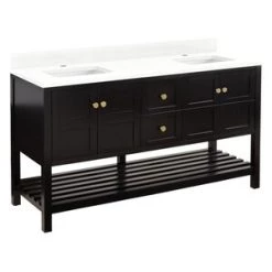 Cheapest ✔️ Signature Hardware Olsen 60 in. Floor Mount Vanity in Black ⌛