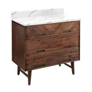 Deals π Signature Hardware Danenberg 36 in. Floor Mount Vanity in Russet Brown, Hailstone White with Antique Brass π― 3 Deals π Signature Hardware Danenberg 36 in. Floor Mount Vanity in Russet Brown, Hailstone White with Antique Brass π―