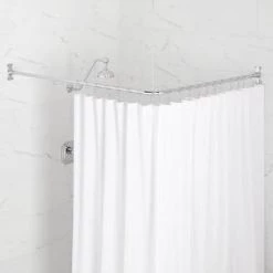 Best Sale 🌟 Signature Hardware 60 in. L-shaped Shower Rod in Chrome ⌛ -Signature Hardware Shop Query 5085