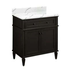Deals 🧨 Signature Hardware Elmdale 30 in. Floor Mount Vanity in Charcoal Black ⌛