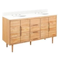 Best deal 🔔 Signature Hardware Bivins 60-1/8 in. Floor Mount Vanity in Natural Teak 🌟