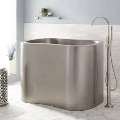 Coupon ✔️ Signature Hardware Silhouette 49 x 34-1/2 in. Freestanding Bathtub with End Drain in Stainless Steel 😀 -Signature Hardware Shop Query 5203