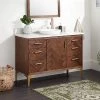 New 🥰 Signature Hardware Frey 48 in. Floor Mount Vanity in Russet Brown 💯 -Signature Hardware Shop Query 5231