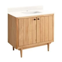 Best Pirce ✔️ Signature Hardware Osa 36 in. Floor Mount Vanity in Natural Teak 🌟