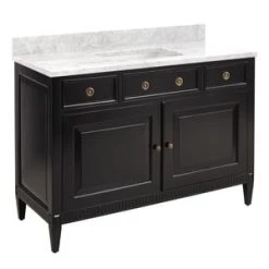 New 🎁 Signature Hardware Hawkins 48 in. Floor Mount Vanity in Black ⌛