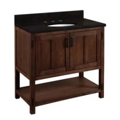 Best Pirce 🤩 Signature Hardware Morris 36 in. Floor Mount Vanity in Absolute Black ✔️