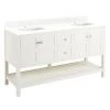 Best deal 🥰 Signature Hardware Olsen 60 in. Floor Mount Vanity in White ❤️ -Signature Hardware Shop Query 5269