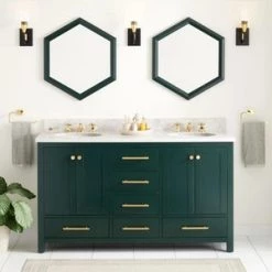 Outlet 🎉 Signature Hardware Radke 60 in. Floor Mount Vanity in Hunter Green ⭐