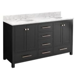 Promo 🔥 Signature Hardware Radke 60 in. Floor Mount Vanity in Black 🌟