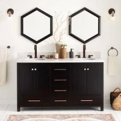 Promo 🔥 Signature Hardware Radke 60 in. Floor Mount Vanity in Black 🌟 -Signature Hardware Shop Query 5284