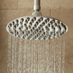 Budget 🥰 Signature Hardware Bostonian Single Function Rainfall Showerhead in Brushed Nickel ⌛