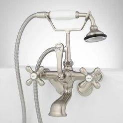 Promo 🎉 Signature Hardware Two Handle Wall Mount Filler in Brushed Nickel 😀