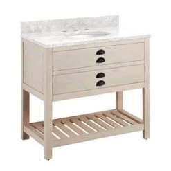 Flash Sale 👍 Signature Hardware Ansel 36 in. Floor Mount Vanity in Whitewash Pine 😍