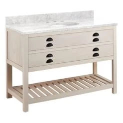 Hot Sale 🎉 Signature Hardware Ansel 48 in. Floor Mount Vanity in Whitewash Pine 🤩
