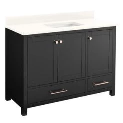 Promo ❤️ Signature Hardware Radke 48 in. Floor Mount Vanity in Black 💯