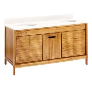 Wholesale π Signature Hardware Becker 59-3/4 in. Floor Mount Vanity in Natural Teak π 5 Wholesale π Signature Hardware Becker 59-3/4 in. Floor Mount Vanity in Natural Teak π - Image 3
