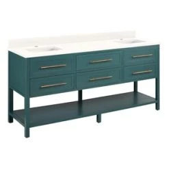Buy 🌟 Signature Hardware Robertson 72 in. Floor Mount Vanity in Everglade Green 🧨