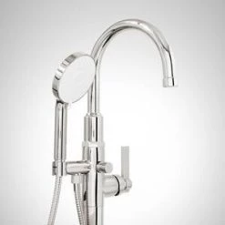Best Sale ✔️ Signature Hardware Greyfield 10 gpm Floor Mount Tub Filler with Single Lever Handle and 1.8 gpm Handshower in Polished Chrome 🥰 -Signature Hardware Shop Query 5423