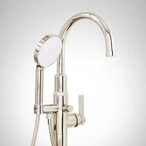 Hot Sale 𧨠Signature Hardware Greyfield 10 gpm Floor Mount Tub Filler with Single Lever Handle and 1.8 gpm Handshower in Polished Nickel π 4 Hot Sale 𧨠Signature Hardware Greyfield 10 gpm Floor Mount Tub Filler with Single Lever Handle and 1.8 gpm Handshower in Polished Nickel π - Image 2