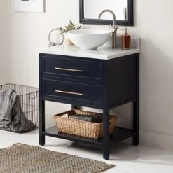 Best deal ❤️ Signature Hardware Robertson 30 in. Floor Mount Vanity in Midnight Navy Blue ✨