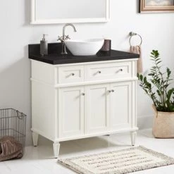 Buy 😉 Signature Hardware Elmdale 36-1/8 in. Floor Mount Vanity in White 🔔