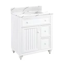 Hot Sale π Signature Hardware Cottage 30 in. Floor Mount Vanity in Distressed Chalk White π