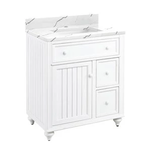 Hot Sale π Signature Hardware Cottage 30 in. Floor Mount Vanity in Distressed Chalk White π 3 Hot Sale π Signature Hardware Cottage 30 in. Floor Mount Vanity in Distressed Chalk White π
