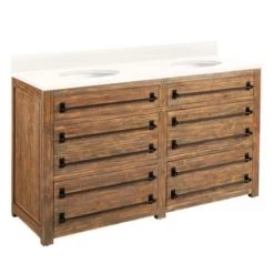 New β€οΈ Signature Hardware Maysville 60 in. Floor Mount Vanity in Grey Wash β¨