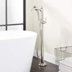 Best deal 🌟 Signature Hardware Beasley 1.8 gpm Floor Mount Tub Filler Faucet with Single Lever Handle in Polished Chrome 🥰 -Signature Hardware Shop Query 549