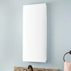 Hot Sale 🧨 Signature Hardware Horizon II 16 x 36 in. Recessed Mount Medicine Cabinet in White Powder 🧥 Coat with Glass Shelves and Interior Mirror 🌟