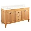 Best Sale 👏 Signature Hardware Trossman 60 in. Floor Mount Vanity in White Oak 😀 -Signature Hardware Shop Query 5503