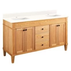 Best Sale 👏 Signature Hardware Trossman 60 in. Floor Mount Vanity in White Oak 😀