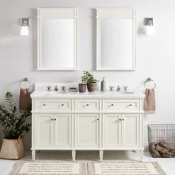 Promo 🎁 Signature Hardware Elmdale 60-1/8 in. Floor Mount Vanity in White 💯
