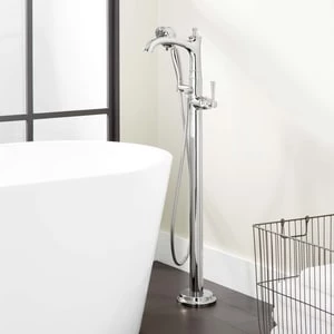 Brand new π Signature Hardware Beasley 1.8 gpm Floor Mount Tub Filler Faucet with Single Lever Handle in Brushed Nickel π 3 Brand new π Signature Hardware Beasley 1.8 gpm Floor Mount Tub Filler Faucet with Single Lever Handle in Brushed Nickel π