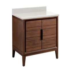 Promo π Signature Hardware Aliso 30 in. Floor Mount Vanity in Java with Riverside Grey π₯°