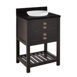 Discount 🎁 Signature Hardware Ansel 24 in. Floor Mount Vanity in Rustic Black 🔥