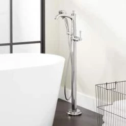Brand new π Signature Hardware Beasley 1.8 gpm Floor Mount Tub Filler Faucet with Single Lever Handle in Brushed Nickel π 7 Brand new π Signature Hardware Beasley 1.8 gpm Floor Mount Tub Filler Faucet with Single Lever Handle in Brushed Nickel π -Signature Hardware Shop Query 555
