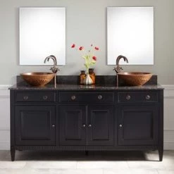 Best Sale π₯ Signature Hardware Hawkins 72 in. Floor Mount Vanity in Black π―