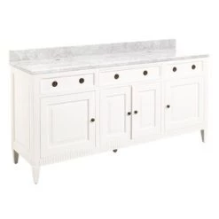 Best Pirce 😀 Signature Hardware Hawkins 72 in. Floor Mount Vanity in White 🎁