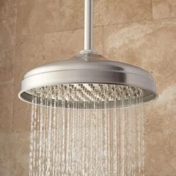Coupon ⌛ Signature Hardware Lambert Single Function Rainfall Showerhead in Brushed Nickel 💯