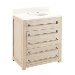 Flash Sale ✔️ Signature Hardware Maysville 30 in. Floor Mount Vanity in Whitewash, Arctic White with Chrome 🧨