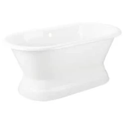 Outlet 😀 Signature Hardware Henley 60 x 30 in. Cast Iron Double-Ended Pedestal Tub with Rolled Rim in White 🛒 -Signature Hardware Shop Query 562