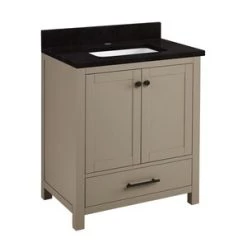 Discount 😀 Signature Hardware Radke 30 in. Floor Mount Vanity in Shoreline Grey ✔️