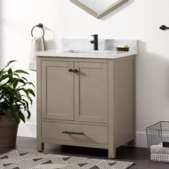 Discount 😀 Signature Hardware Radke 30 in. Floor Mount Vanity in Shoreline Grey ✔️ -Signature Hardware Shop Query 5639