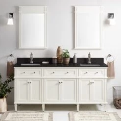 Discount 😀 Signature Hardware Elmdale 72-1/8 in. Floor Mount Vanity in White 😍