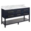 Cheap ✔️ Signature Hardware Robertson 60 in. Floor Mount Vanity in Midnight Navy Blue, Hailstone White with White 🤩 -Signature Hardware Shop Query 5685