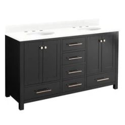 Budget π Signature Hardware Radke 60 in. Floor Mount Vanity in Black π§¨