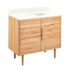 Promo β Signature Hardware Bivins 36-1/8 in. Floor Mount Vanity in Natural Teak π