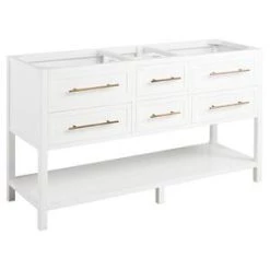 Best Pirce 👏 Signature Hardware Robertson 60 in. Floor Mount Vanity in White 😀 -Signature Hardware Shop Query 5752
